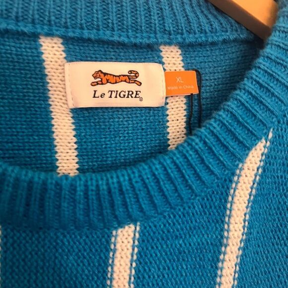 NWT Le Tigre | Blue Pinstripe Signature Sweater - Men XL. - Picture 3 of 9